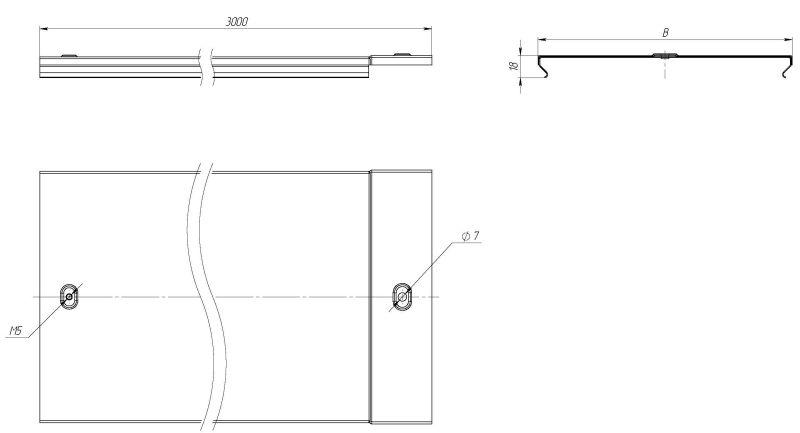 Крышка для лотка осн.50 L3000 сталь 0.6мм оцинк. EKF k5010