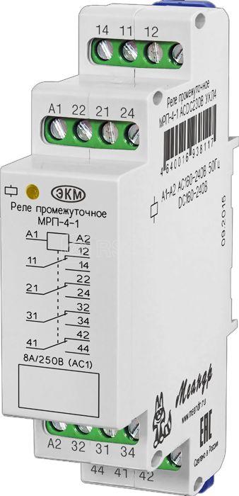 Реле промежуточное МРП-4-1 ACDC230В УХЛ4 4 переключ. контакта коммутируемый ток до 8А Меандр A8302-16938117