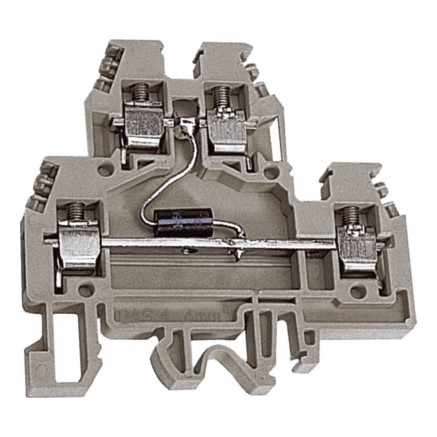 DAS.4//D5, 2х уровневый проходной зажим бежевый 4 кв.мм с диодом между уровнями 5 В (упак. 20шт)