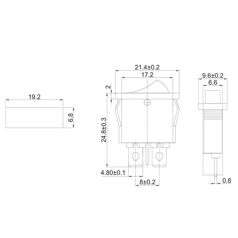 Выключатель клавишный 250В 6А (2с) ON-OFF красн. Mini (RWB-103 SC-766 MRS-101-5) Rexant 36-2051