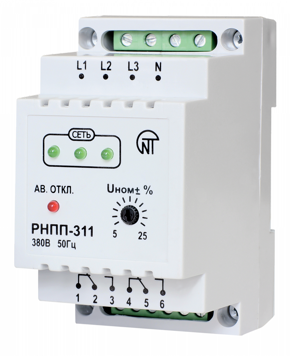 Реле напряжения, перекоса и последовательности фаз РНПП-311-3 АПВ-100 сек.